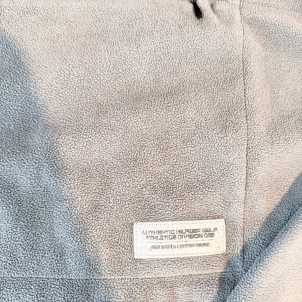 VTG Tommy Hilfiger Athletics Mens XL Gray Fleece Pullover Crew Zipper Pocket